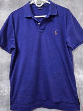 Ralph Lauren Pima Soft Touch Men’s  Polo Purple/Blur with Embroidered Pony Lg